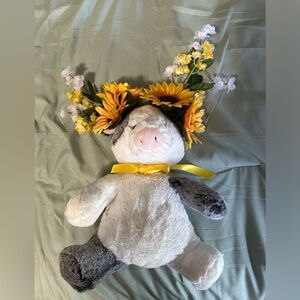 Floral Cow Plush Toy with Sunflower Crown - Custom made